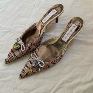 Christian Lacroix Multicolor Tweed Heels with Bow